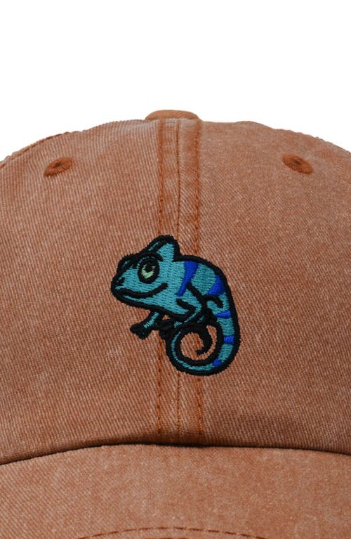 Dalix Chameleon Embroidered Dad Hat In Washed Orange
