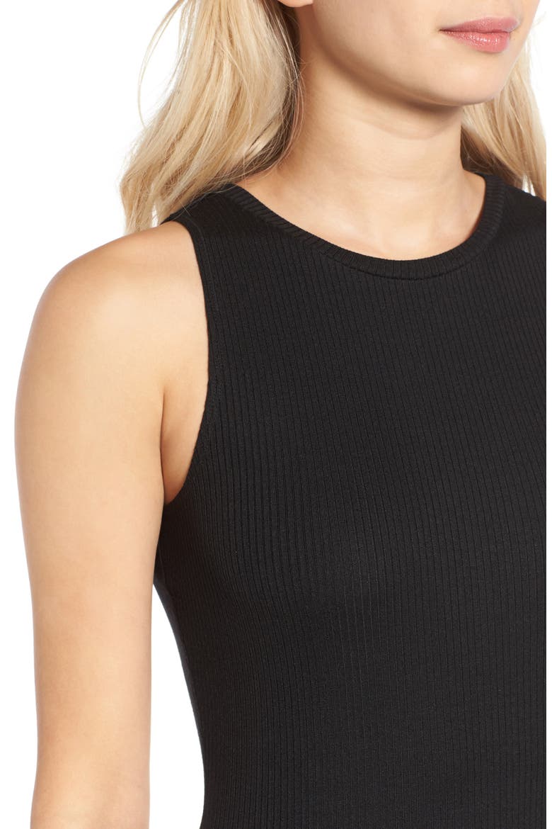 Rib Tank Dress, Alternate, color, BLACK