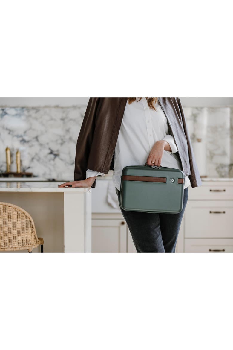 Virtuosa Hardside Train Case - Crossbody Travel Makeup Case with Removable Strap, Alternate, color, Pine Green