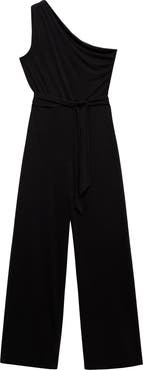MANGO Belted One-Shoulder Jumpsuit