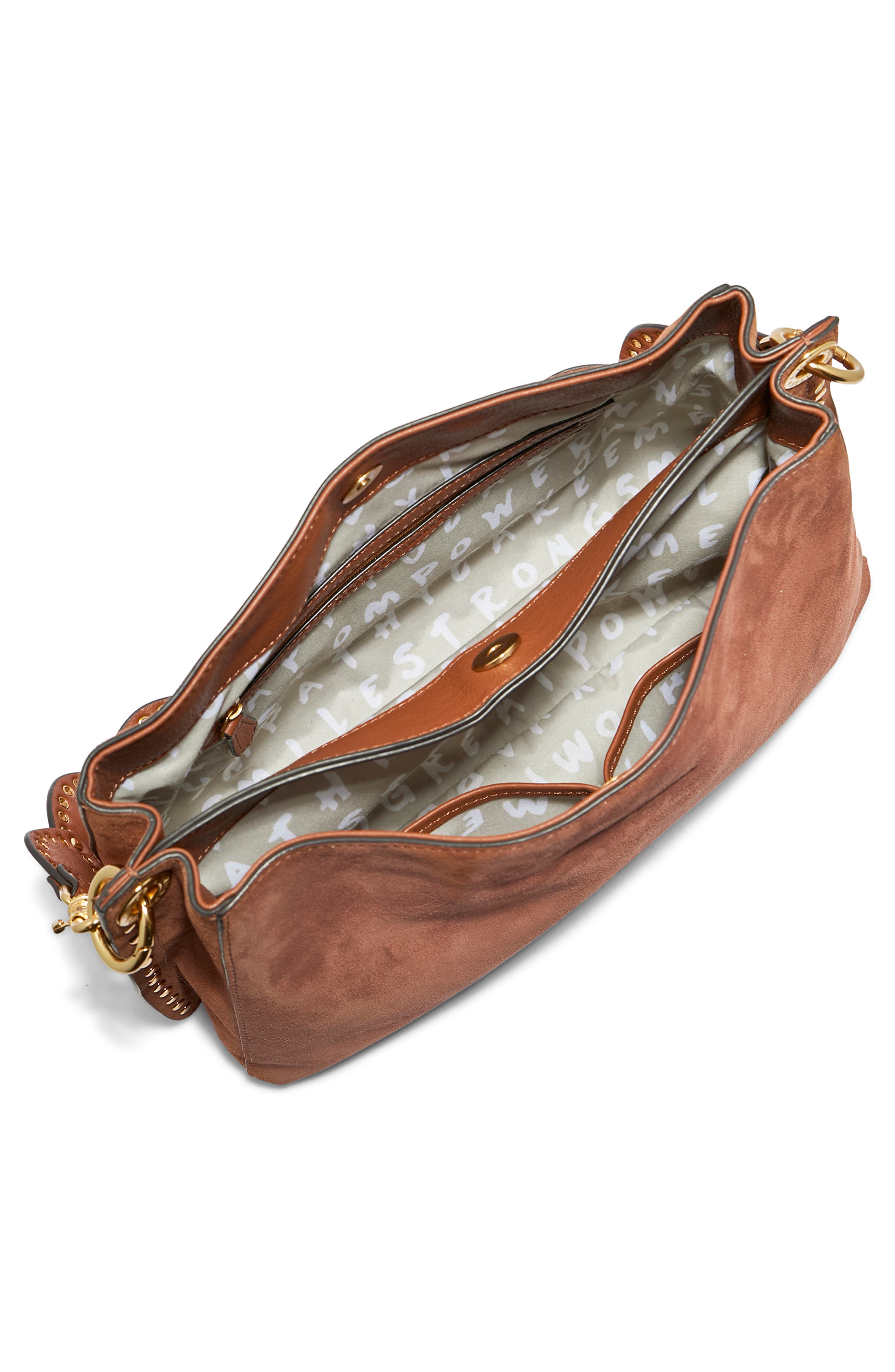 AIMEE Roma Shoulder Bag, Alternate, color, Nutshell Suede