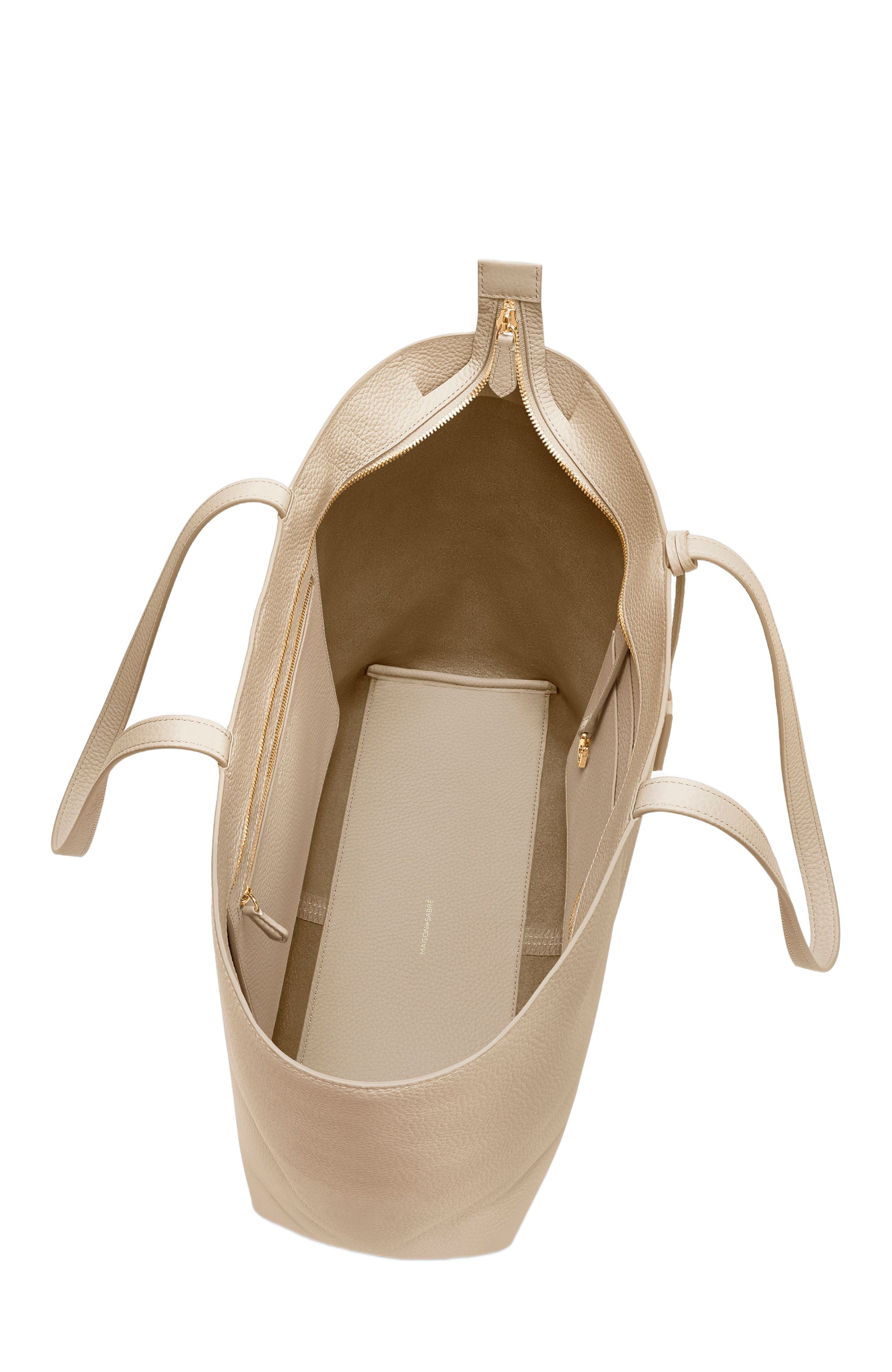 MAISON de SABRÉ Large Leather Zipped Soft Tote, Alternate, color, Saharan Nude