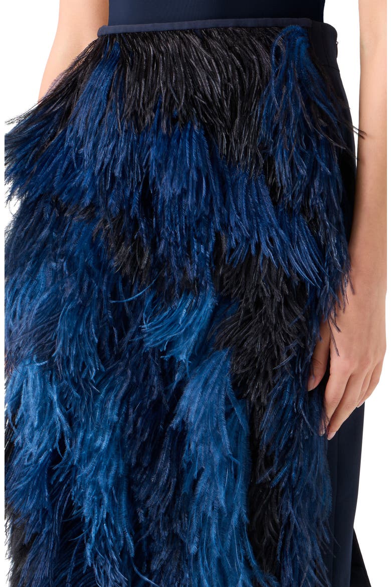 Feather Front Wool Blend Pencil Skirt, Alternate, color, NAVY