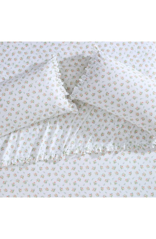 Laura Ashley Quartet Quilt & Sham 3-piece Set In Apricot/white