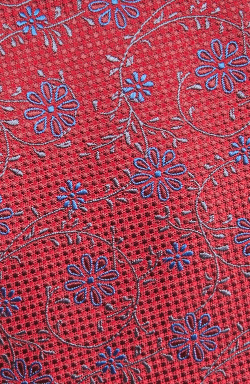 Duchamp Floral Silk Tie In Red