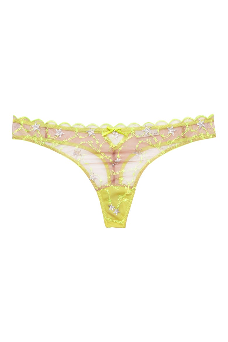 Etoile Embroidered Thong, Alternate, color, NEON YELLOW
