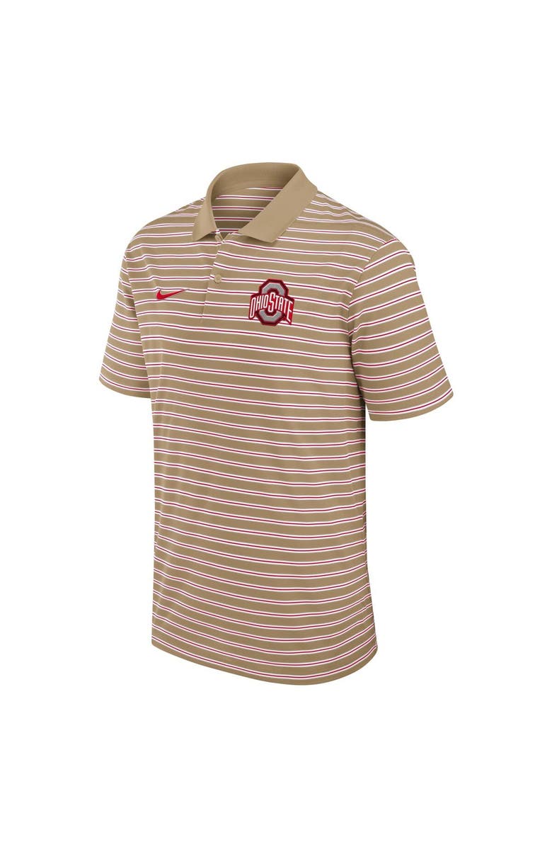 Nike Men's Nike Tan Ohio State Buckeyes Athletic Prep Striped Performance Polo, Alternate, color, Tan