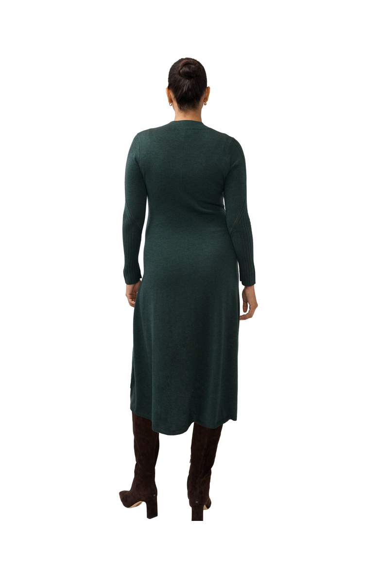 Long Sleeve Fit-and-Flare Sweater Maternity Midi Dress, Alternate, color, Dark Green