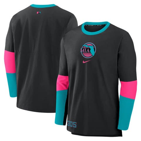 Men's Nike Black Miami Marlins 2025 City Connect Authentic Collection Player Tri-Blend Performance Long Sleeve T-Shirt
