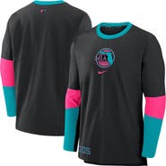 Nike Men's Nike Black Miami Marlins 2025 City Connect Authentic Collection Player Tri-Blend Performance Long Sleeve T-Shirt