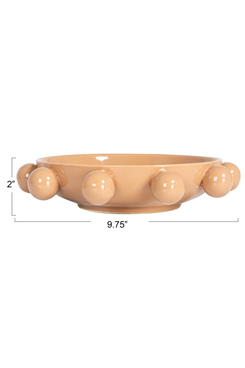 9.75-Inches Stoneware Bowl with Orbs and Reactive Glaze, Nude, Alternate, color, Nude