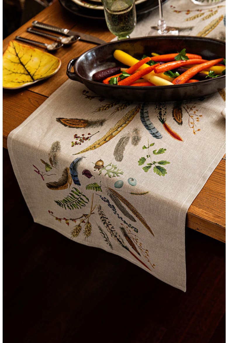 Forest Walk Linen Table Runner, Alternate, color, CAF AU LAIT