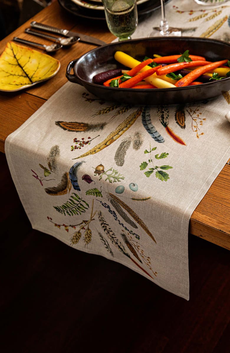 Juliska Forest Walk Linen Table Runner, Alternate, color, Caf Au Lait