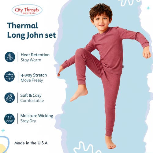 City Threads Boys Soft & Cozy Thermal Long Johns 2-piece Set In Pink
