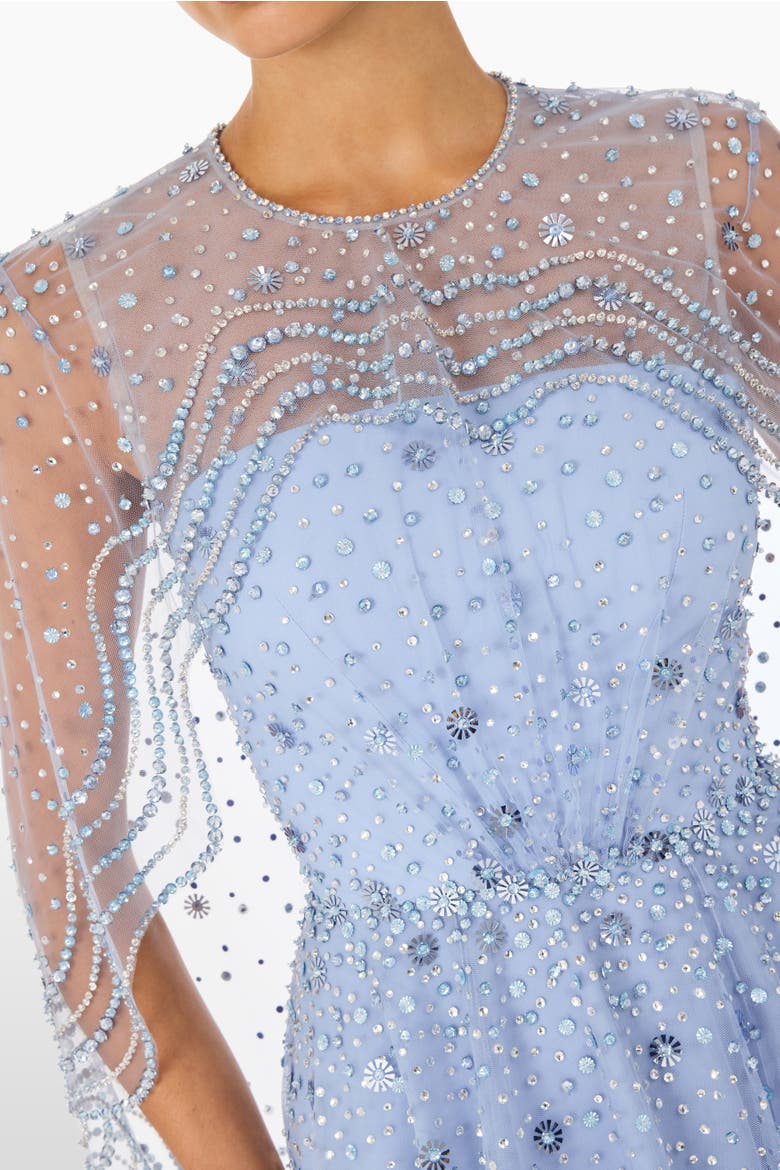 Oliver Beaded-Appliqué Maxi Dress, Alternate, color, Blue Slate
