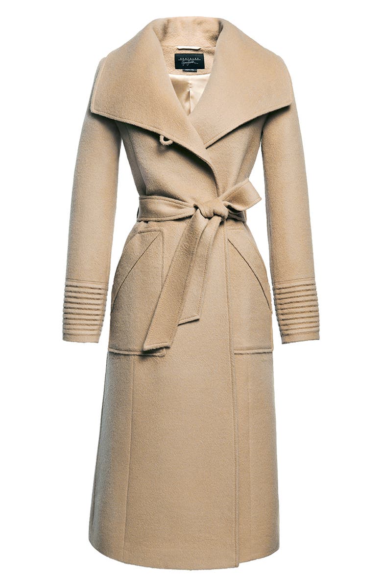 SENTALER Wide Collar Belted Alpaca & Wool Wrap Coat, Alternate, color, Camel