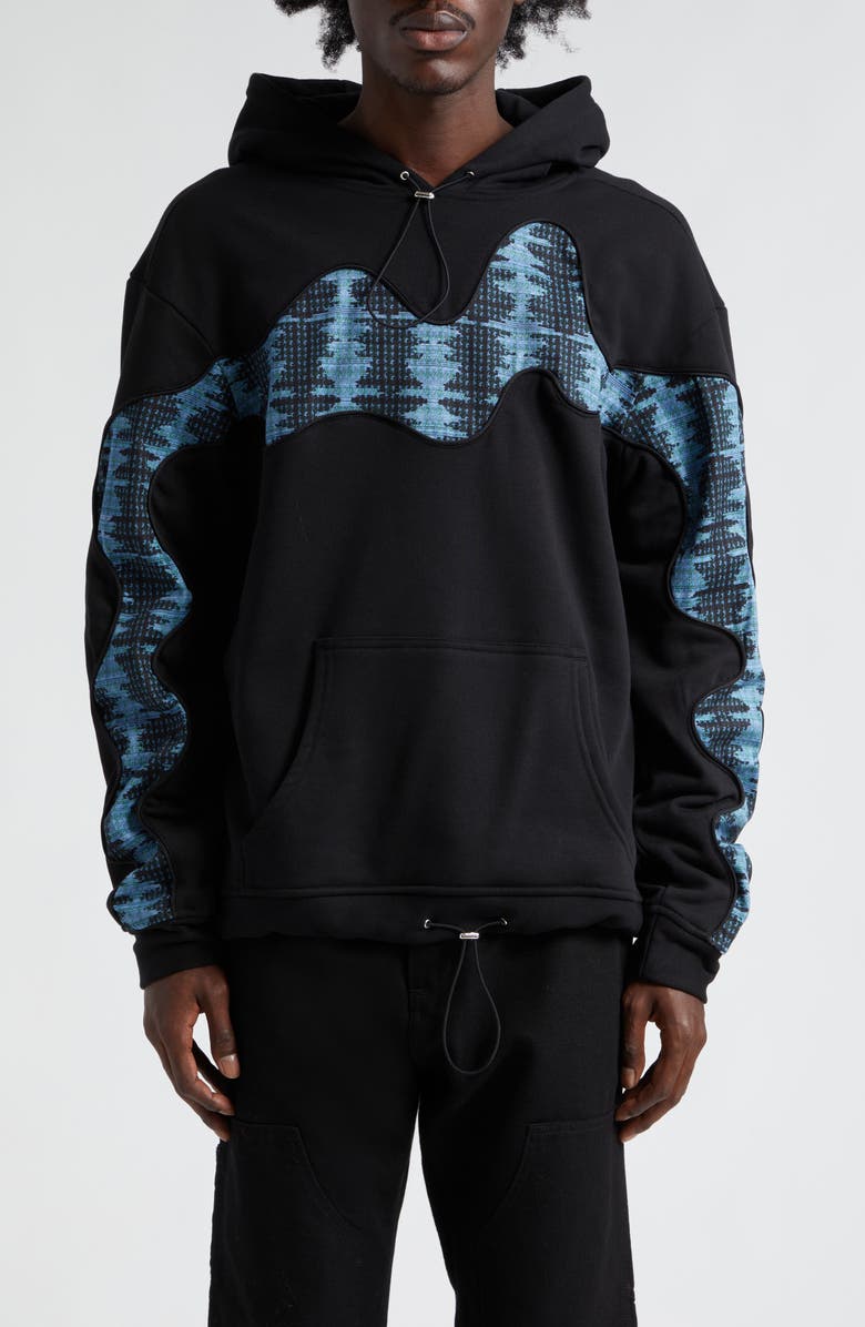 Ahluwalia 2C Wave Print Detail Cotton Blend Hoodie, Main, color, 
