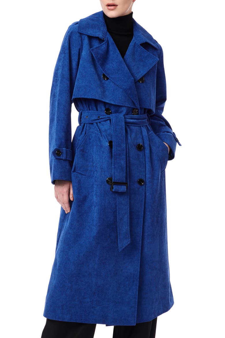 Corduroy Trench Coat, Main, color, BLUE