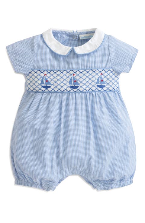 Nautical Embroidered Smocked Romper (Baby)
