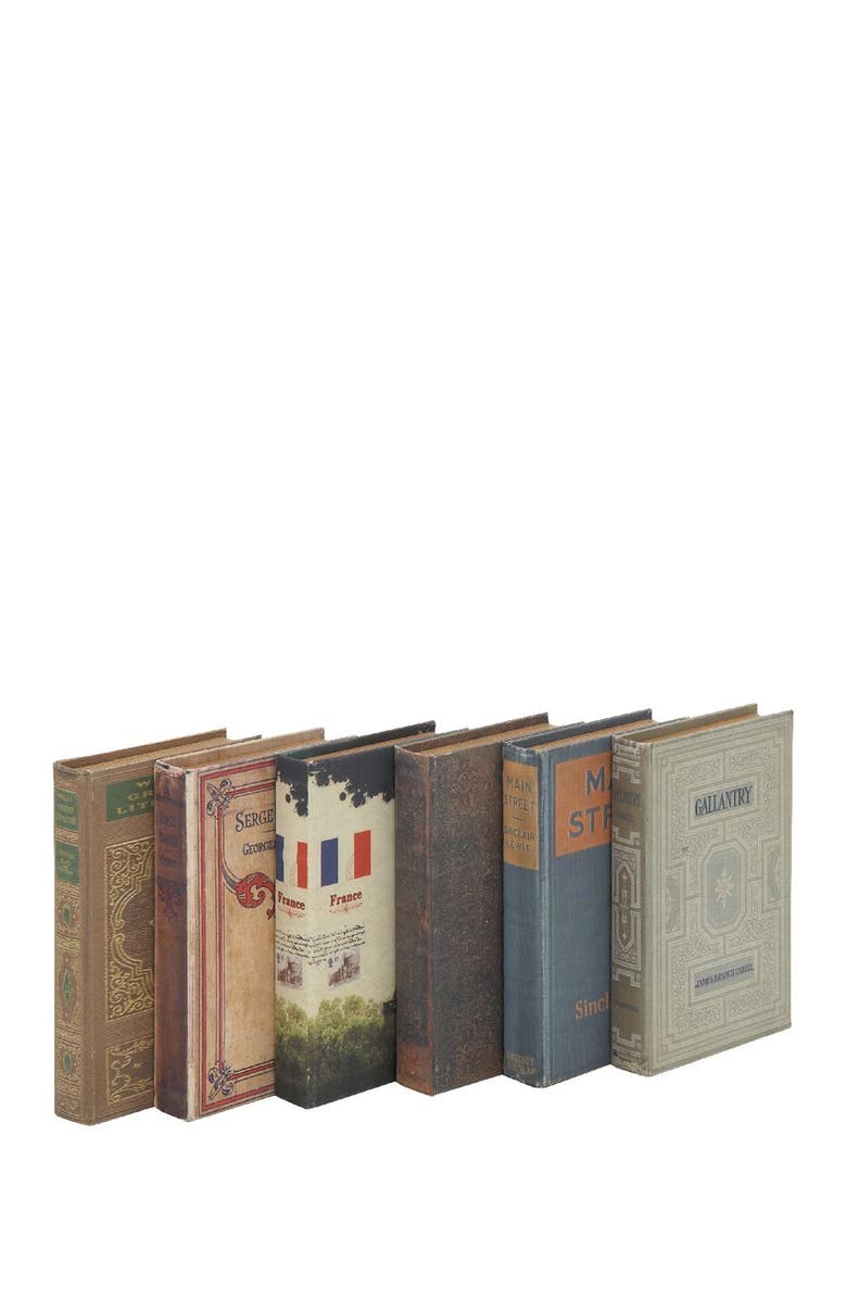 SONOMA SAGE HOME Multi Colored Wood Faux Book Box with Varying Covers - Set of 6, Main, color, Multi