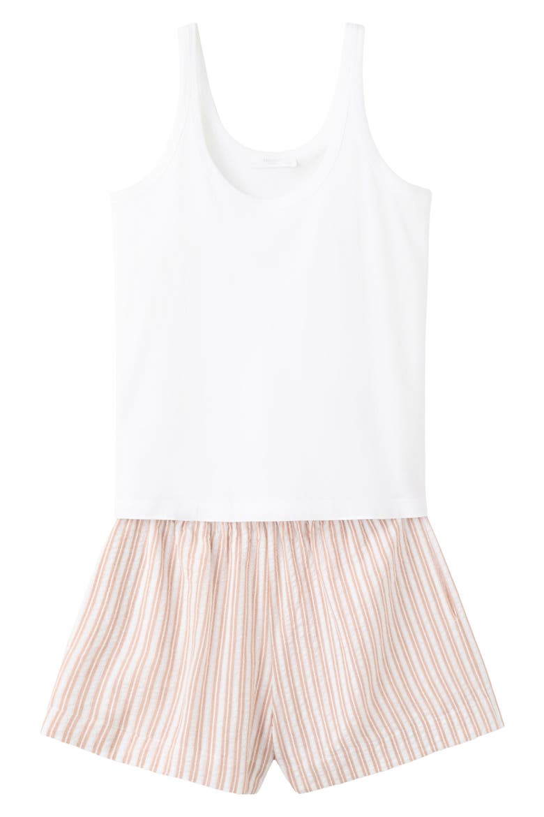 Two-Piece Stripe Short Pajamas, Alternate, color, RUSSET