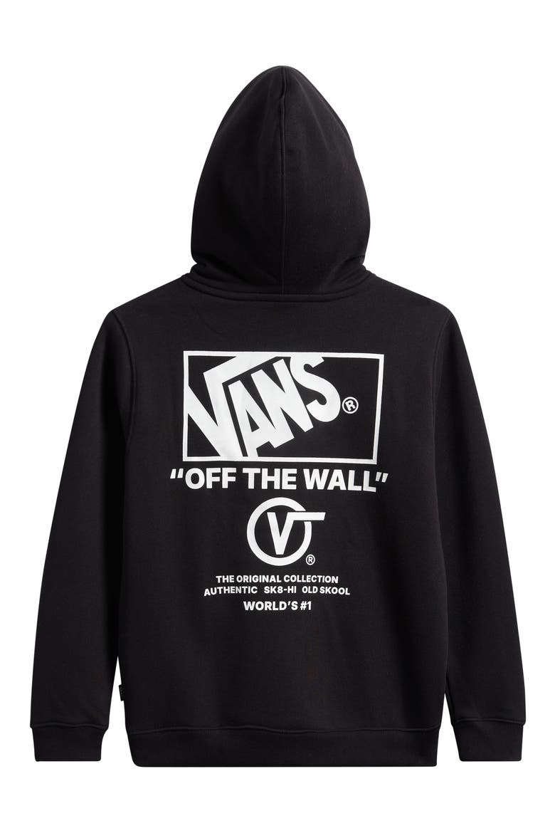 Kids' Stacked Logo Fleece Hoodie, Alternate, color, BLACK WHITE