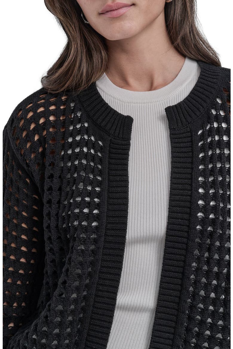 Open Stitch Cotton Cardigan, Alternate, color, BLACK