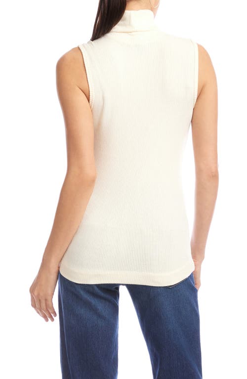 Karen Kane Turtleneck Rib Sleeveless Top In White