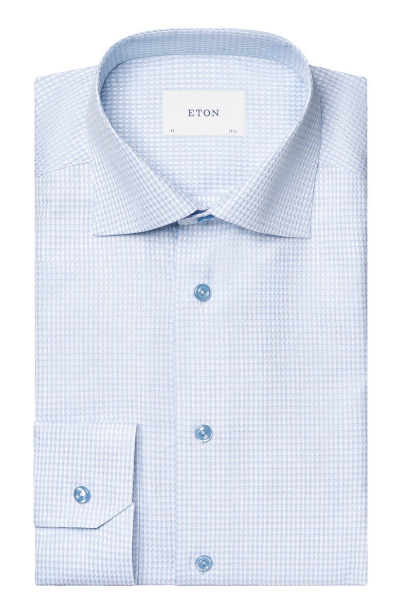 Eton Slim Fit Check Cotton Dress Shirt, Alternate, color, Blue