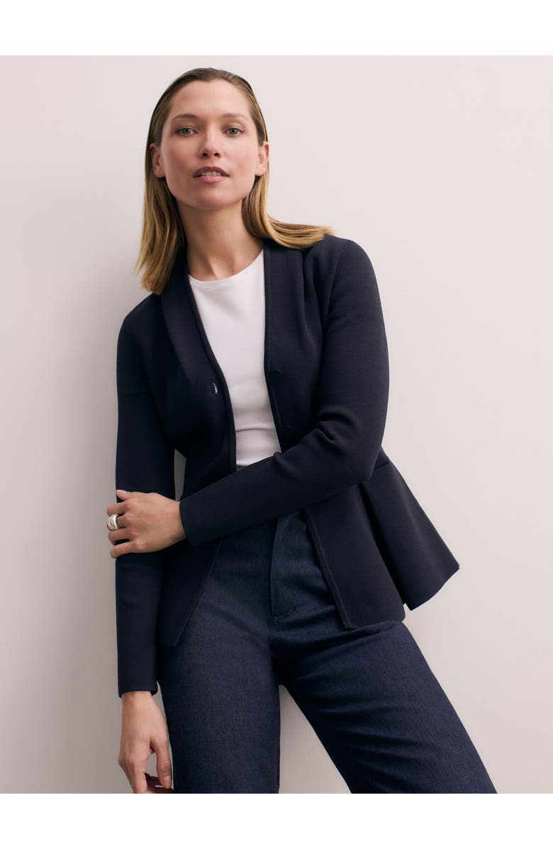 The Fold Corato Sculpt Knit Jacket, Alternate, color, Navy