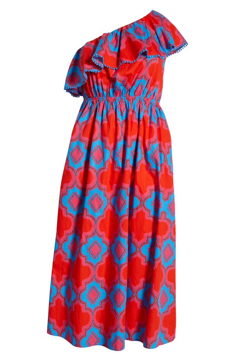 SUGARLIPS Devany Suraya One-Shoulder Cotton Maxi Dress, Alternate, color, Red/ Blue/ Multi