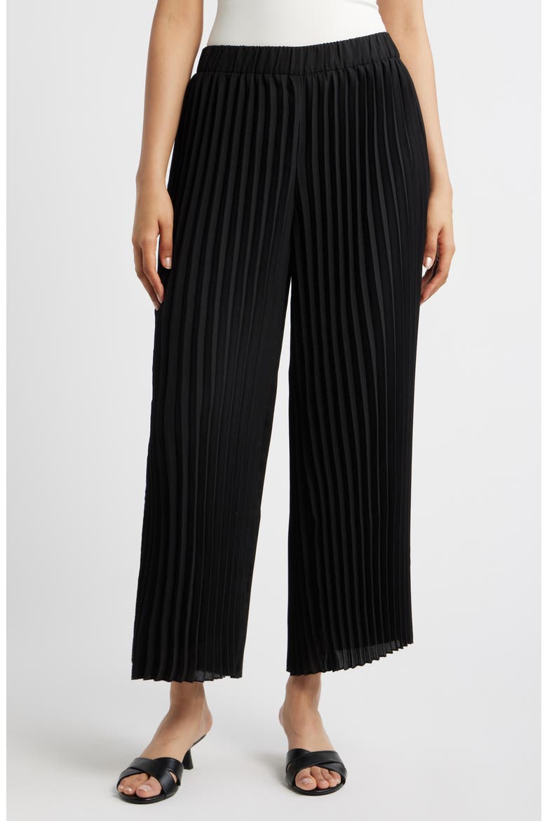 Pleated Pull-On Ankle Pants, Main, color, ANNE BLACK
