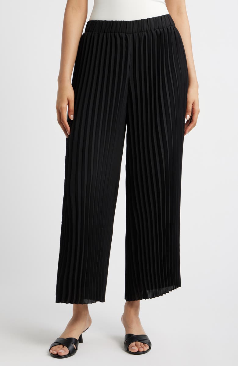 Anne Klein Pleated Pull-On Ankle Pants, Main, color, Anne Black