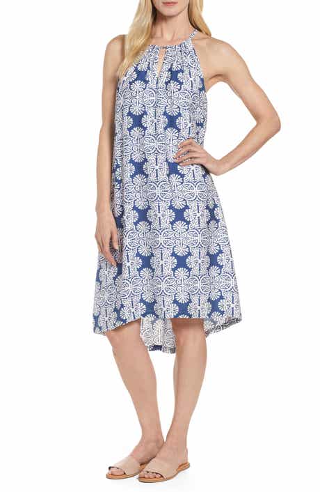 vineyard vines Mirrored Leaves Trapeze Halter Dress