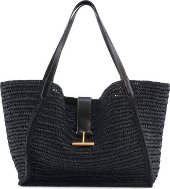 TOM FORD トムフォード ラージかごバッグ TARA LARGE TOTE TOM FORD Tara Large Tote Bag in Raffia Viscose and Leather