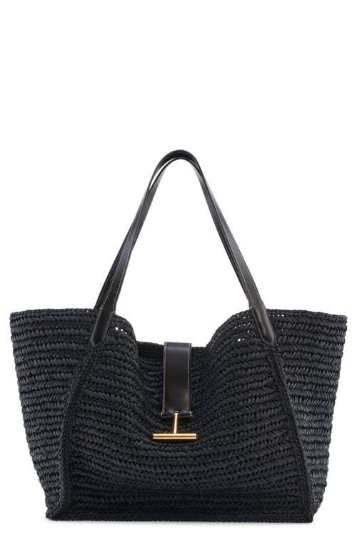 Tom Ford Large Tara Raffia Tote In 1n001 Black