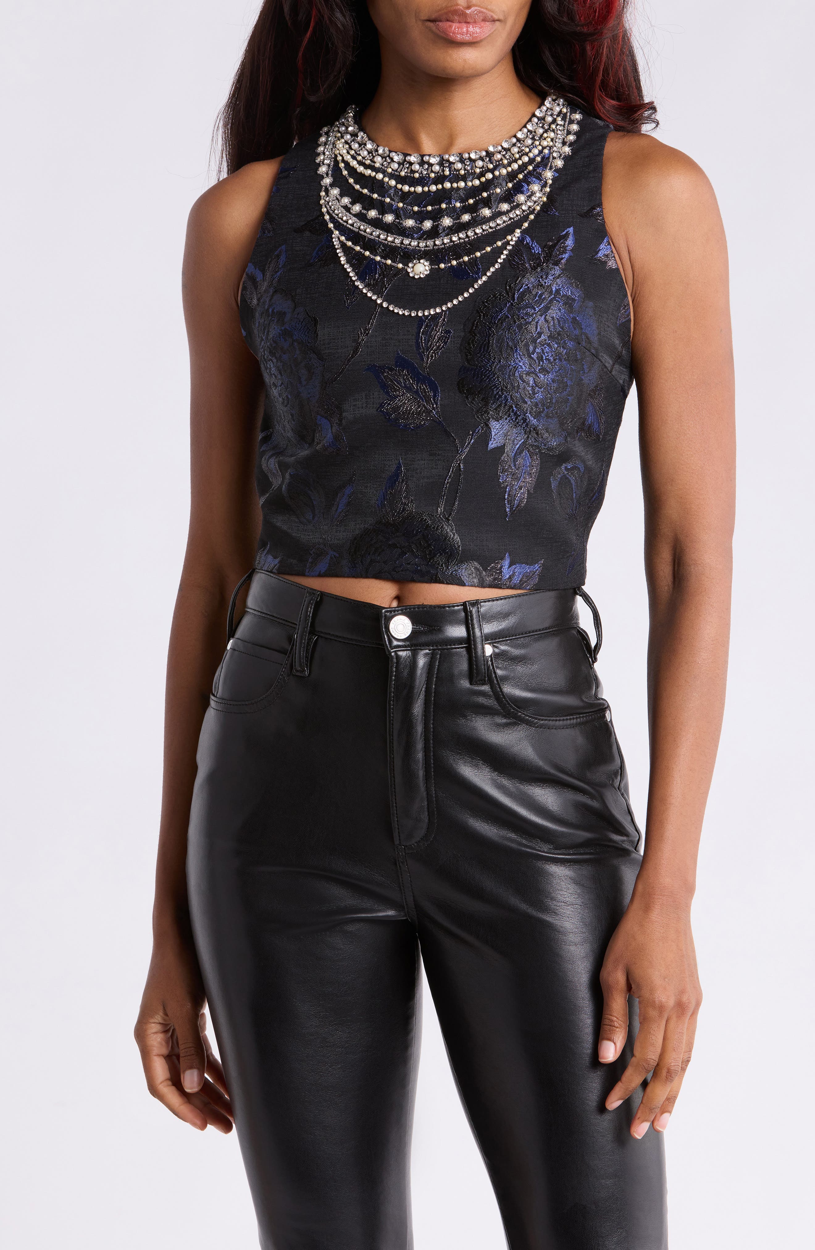 Cherra Embellished Structured Cropped Top