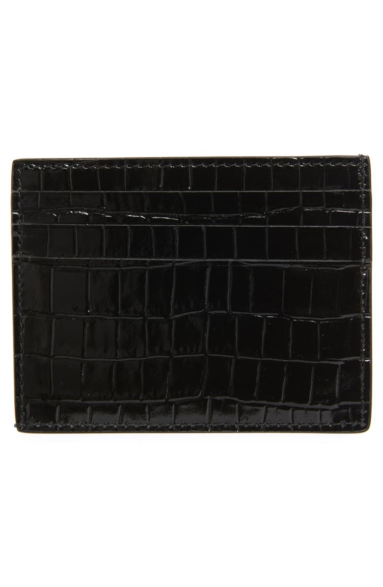 TOM FORD T-Line Croc Embossed Patent Leather Card Holder Embossed Patent Leather Card HolderCrocT-Line, Alternate, color,
