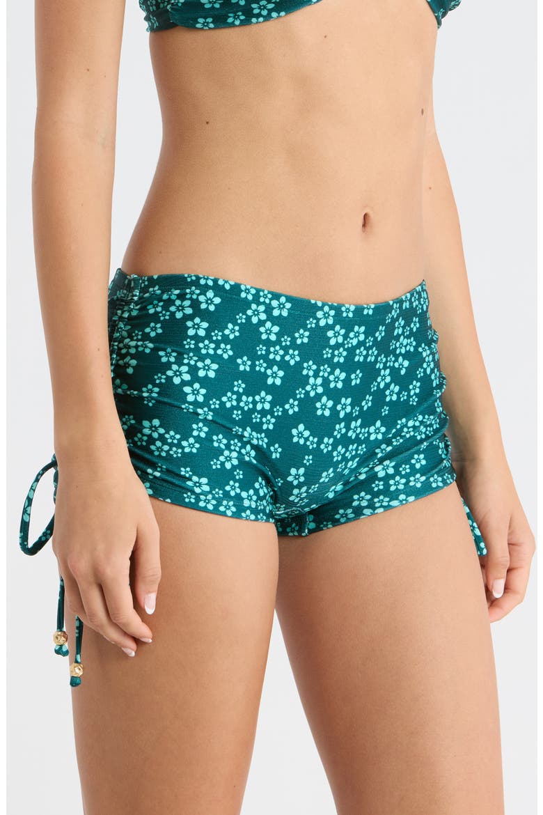 Cinched Tie Cheeky Swim Shorts, Alternate, color, MOONKISS