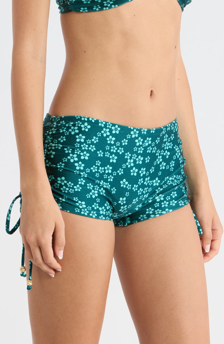 Kulani Kinis Cinched Tie Cheeky Swim Shorts, Alternate, color, Moonkiss