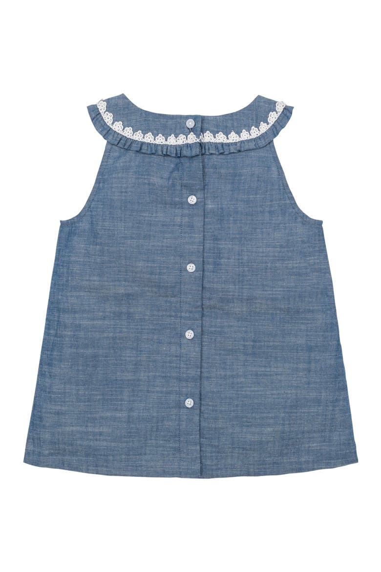 Girls' Organic Sleeveless Ruffle Collar Chambray Button Back Top , Infant, Alternate, color, Chambray Sleeveless Ruffle