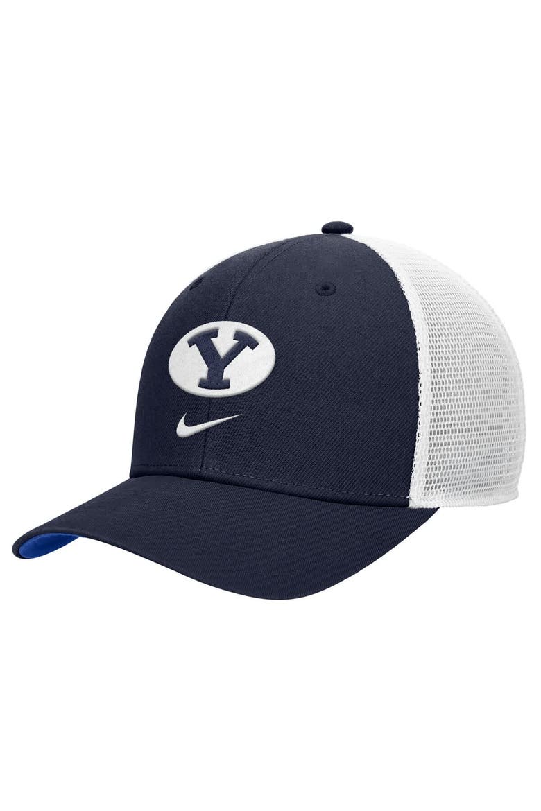 Men's Nike Navy BYU Cougars Rise Trucker Dri-FIT Adjustable Hat, Main, color, Navy