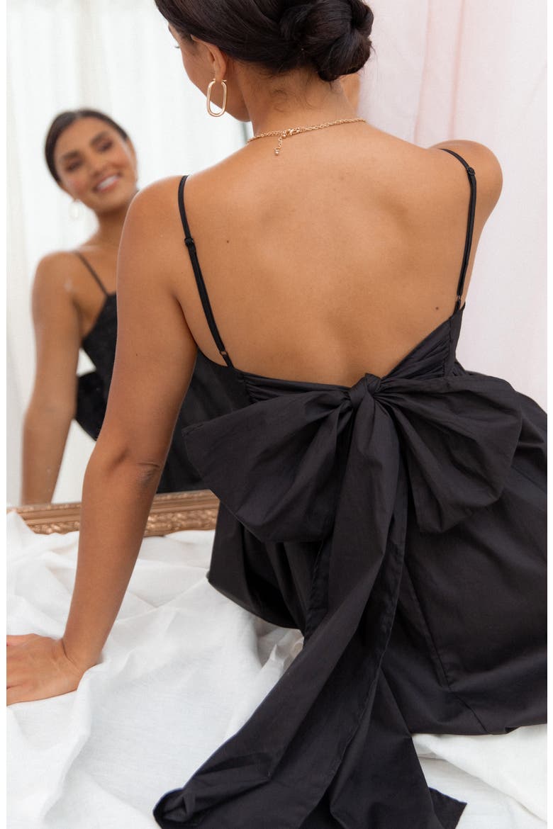 Alice Bow Back Sleeveless Midi Dress, Alternate, color, BLACK