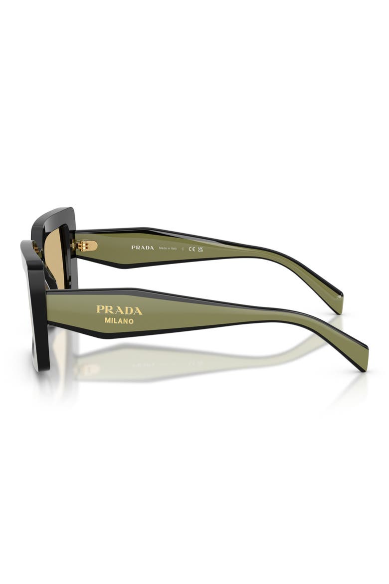 52mm Rectangle Sunglasses, Alternate, color, BLACK / YELLOW