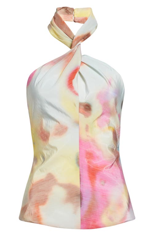 Christopher John Rogers Moonshine Twist Halter Top in Limeade Multi at Nordstrom, Size 8