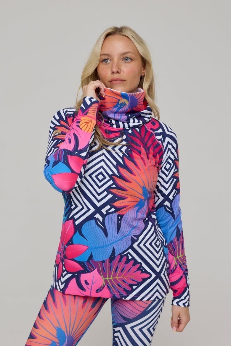 High Neck Baselayer Top Big Poppa Women's, Alternate, color, Pink, Geometric