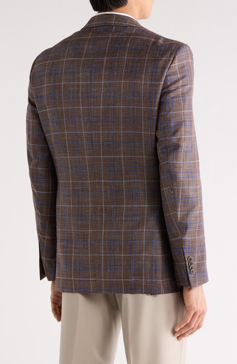 Peter Millar Plaid Wool Blend Sport Coat, Alternate, color, Brown