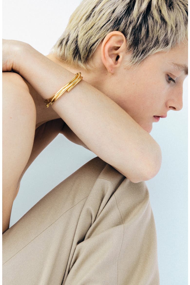 Coil Hinged Bangle, Alternate, color, 18CT GOLD PLATED
