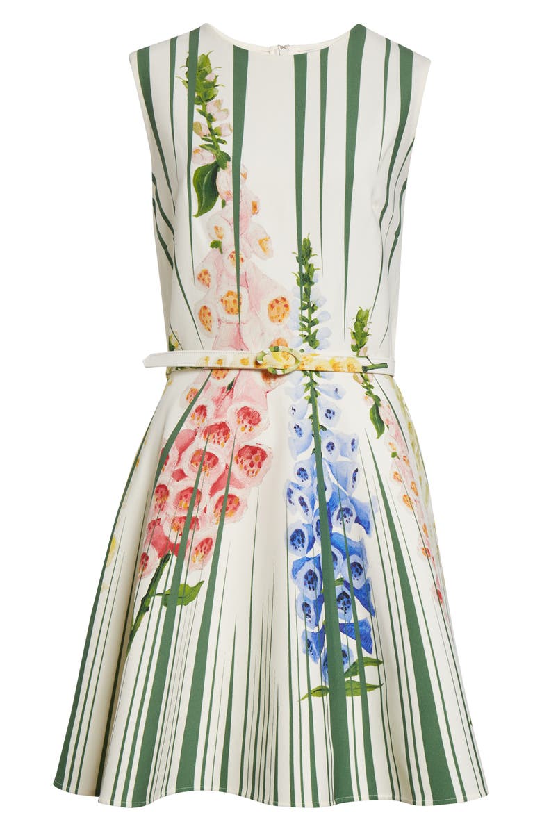 Oscar de la Renta Foxgloves Cotton Poplin Dress, Alternate, color, Green Multi