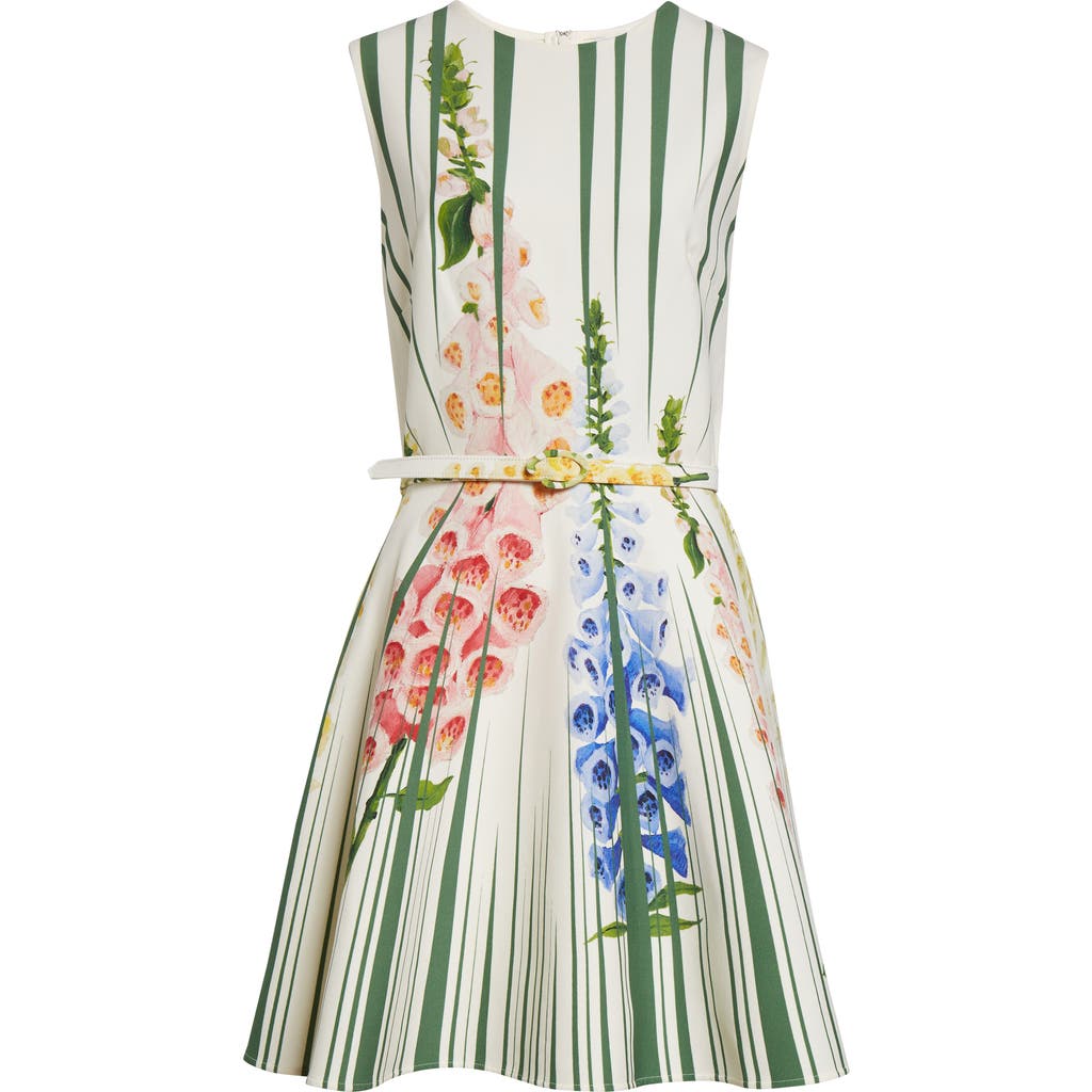 Oscar De La Renta Foxgloves Cotton Poplin Dress In Multi